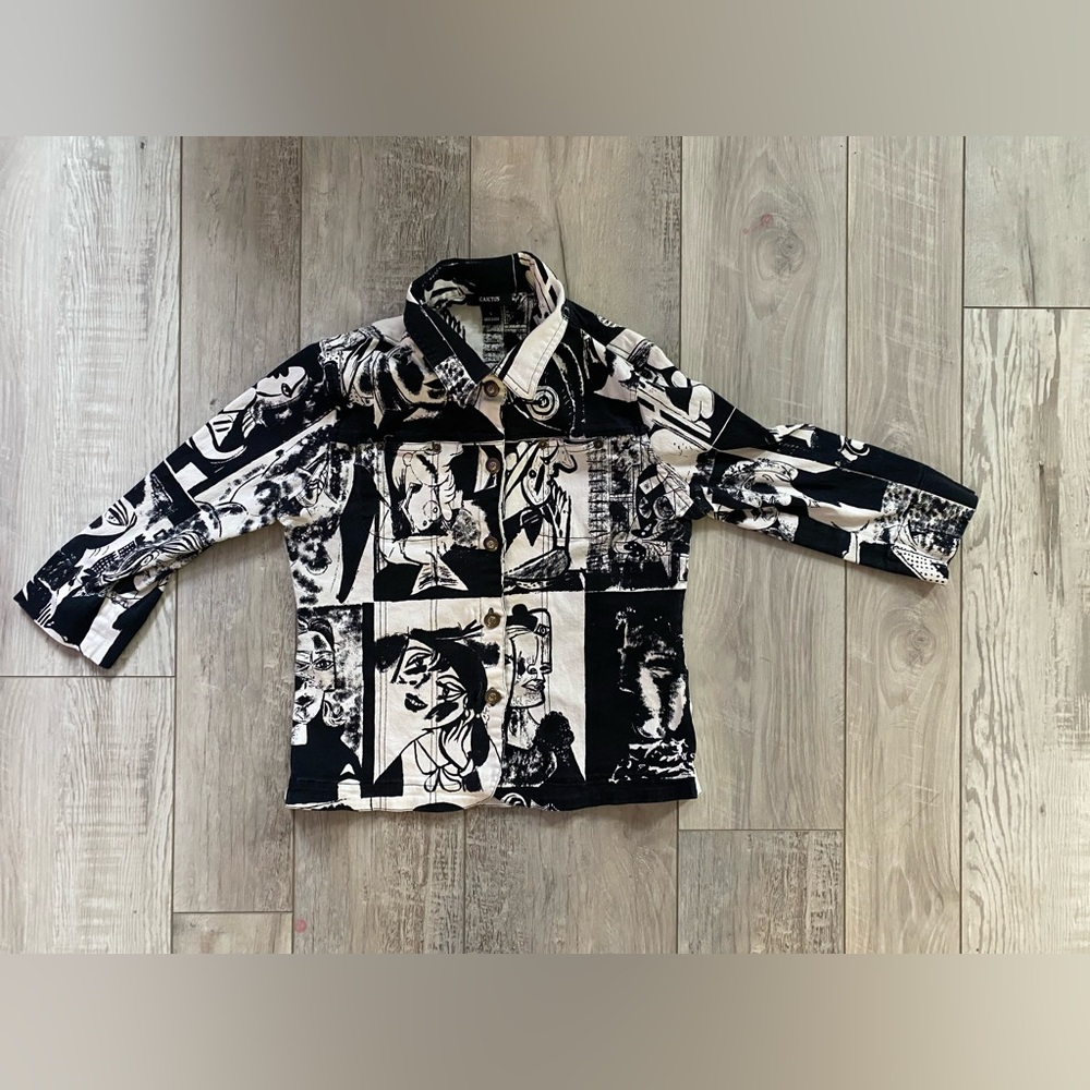 Kaktus Monochrome Picasso Artistic Jacket 3/4 Sleeves Large
